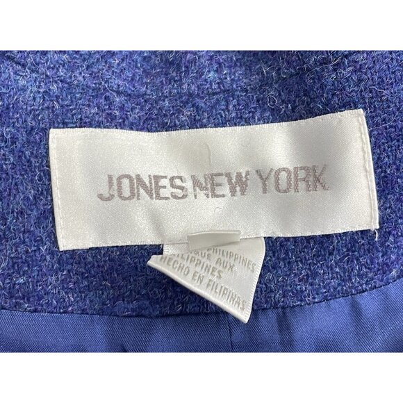 JONES NEW YORK Blazer Jacket 100% Wool Button Up  Blue Size 8 - Picture 13 of 16